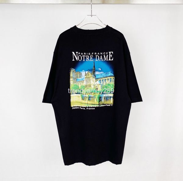 

women's t-shirt spring / summer paris castle print worn loose boyfriend style couple short sleeve b home fashion t-shirt, White