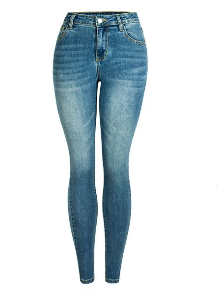 

2021 new female short-legged pencil pants, fashion trend big jeans, popular in europe and america yrmw, Blue