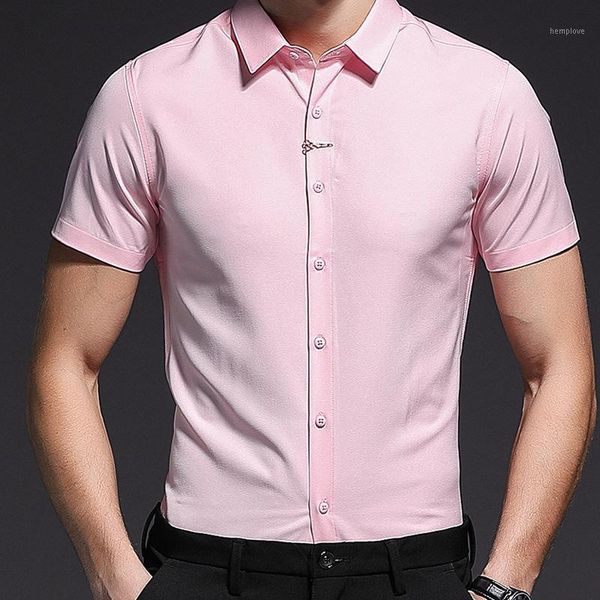 

1pcs men's short sleeves slim fit plus size shirts 2020 summer fashion cotton blend splicing men skinny shirts young men1, White;black