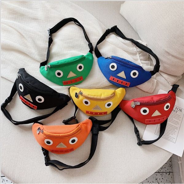 

shoulder bags for kids 2020 new fashion children solid color cartoon cute print boys girls casual waist fanny belt packs pouch handbags, White