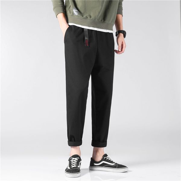 

autumn baggy straight pants for male students, Black