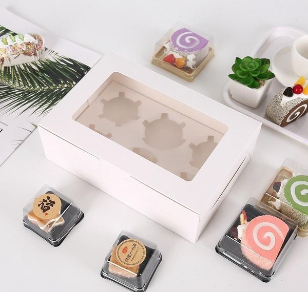 

transparent windowed cupcake boxes white brown paper muffin baking packing box party gift box wb2817 jllxdbt ffshop2001