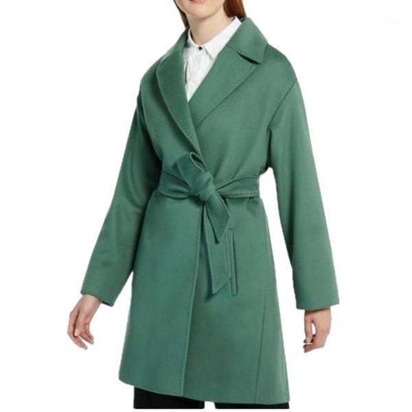 

2020 autumn winter fashion women notched lapel simple long coat style career cashmere overcoat1, Black