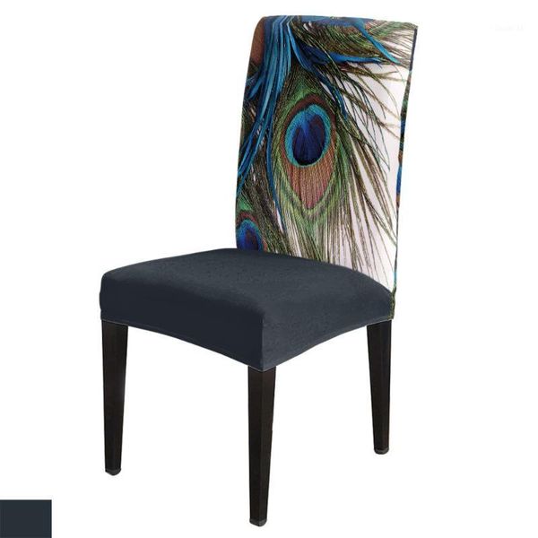 

6/8pcs peacock feather art dining chair cover spandex elastic chair slipcover case stretch for wedding l banquet1