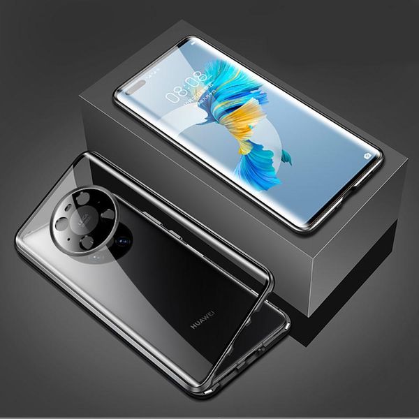 

double sided glass magnetic case for huawei mate 20rs 30 40 rs 40 p40 pro alumium metal 360 degree full case h jllhlb