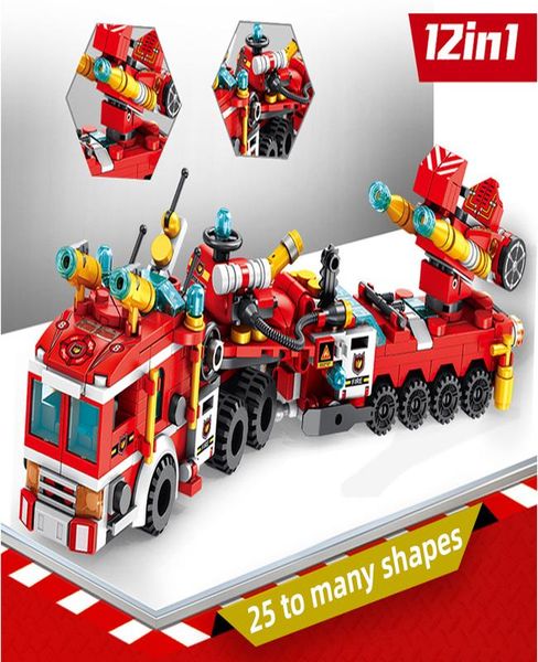 

557pcs противопожарное 12in1 грузовики вертолетом автомобилей строительные блоки город пожарный просветите кирпичи дети подарок игрушки bbye