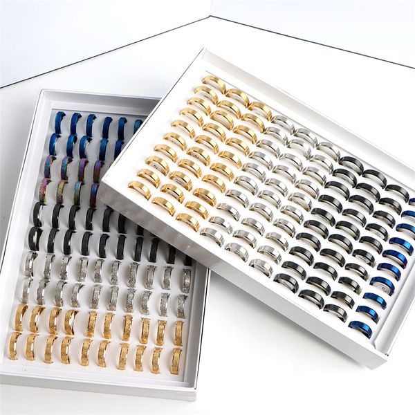 

fashion simple smooth stainless steel rings for women men mix color silver gold color jewelry wholesale 50pcs/lot, Golden;silver