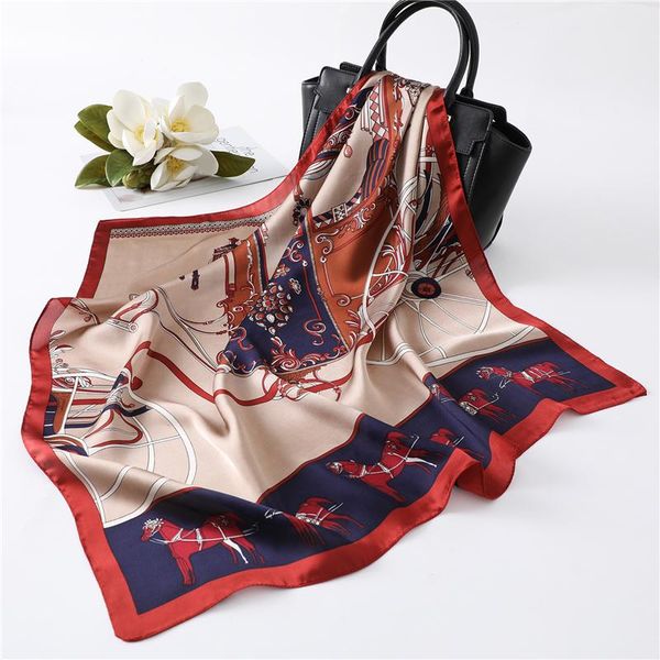 

scarves luxe zijde vrouwen sjaal sjaals merk keten print paard foulard lady neck voor haar bandana vierkante hoofddoek tie, Blue;gray