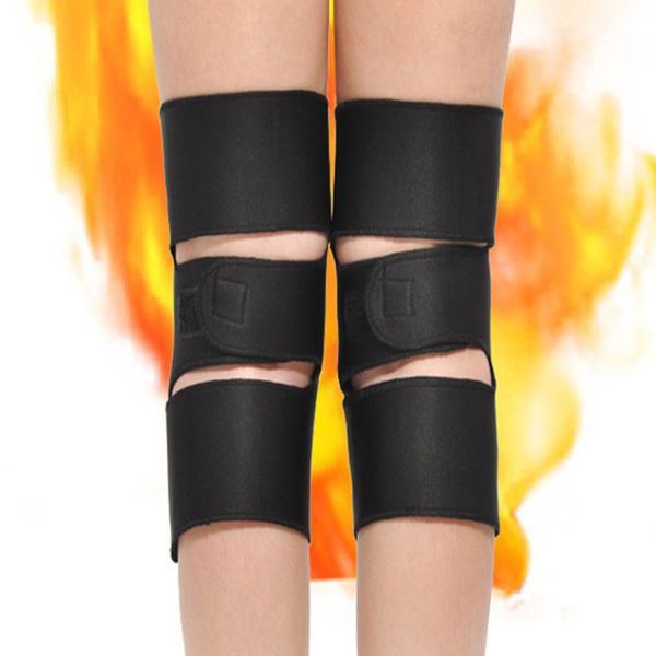 

gym clothing 1 pair tourmaline health care magnetic self-heating knee pads fitness sports support whshopping, White;black