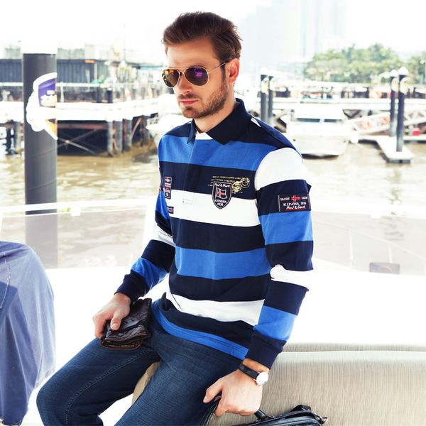 

brand fashion men's 2020 3d sweaters & shirts shark embroidery pullover striped classic sweater tace casual polo men efrea, Black