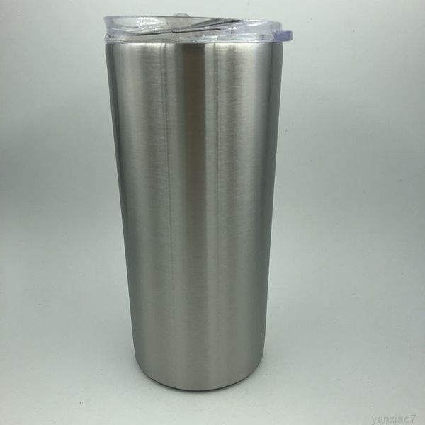 

15oz stainless steel skinny tumblers double wall insulation vacuum water cups beer wine mugs with sliding lids