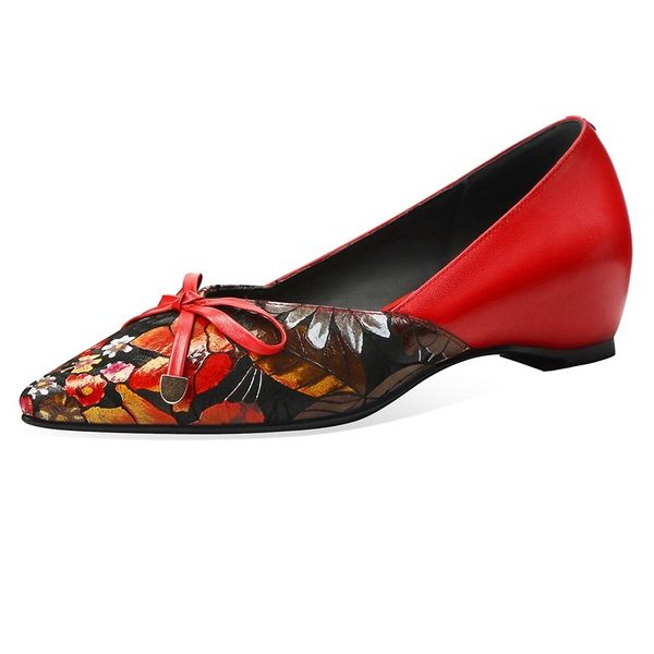 

2021 новая женская весенняя черная кожаная кожаная скольжение на носок на низких каблуках как свадебные туфли 34-42 2i9c, Black