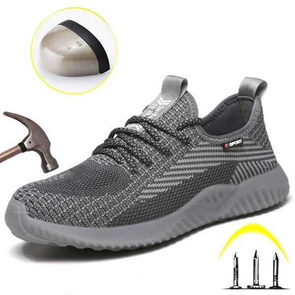 

steel toe mens safety work summer breathable mesh sneakers men anti-slip anti-smashing construction industrial shoes women y200915, Black;brown