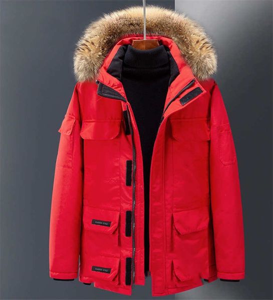 

2020 новый зимний мужской пуховик утолщенной теплый белый утка вниз с капюшоном мужской чистый красный же стиле, Black