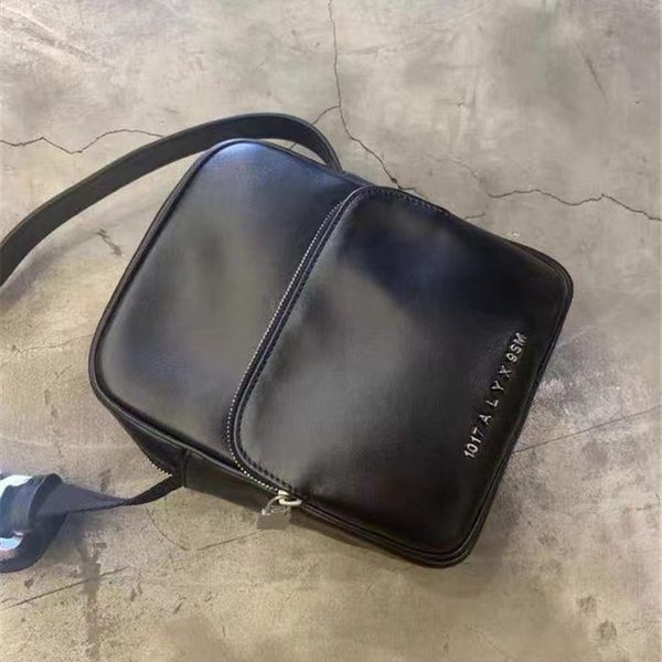 

2021 new arrived black leather men women bag metal button double handles 1017 alyx 9sm backpack rokf, White;black