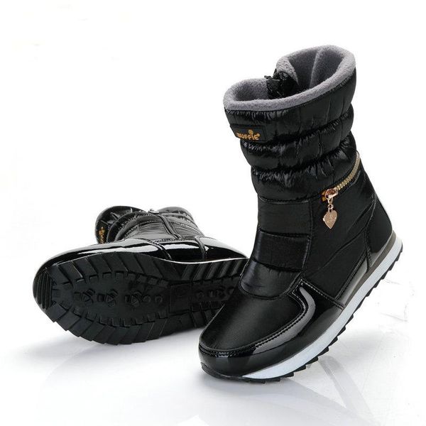 

female snow boots winter middle tube boots women flat waterproof 2020 shoes botas mujer botas femininas de inverno sy622, Black