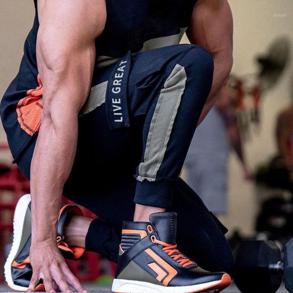

2020 spring and autumn new products muscle fitness sports trousers running training overalls men's leg pants1, Black