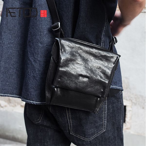 

hbp aetoo vintage handmade shoulder bag, men's casual stiletto bag, trendy leather bag