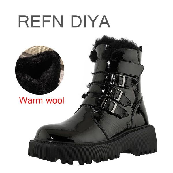 

genuine lesther wool superior quality women boots lace up boots women ankle fur winter warm high-heel, Black