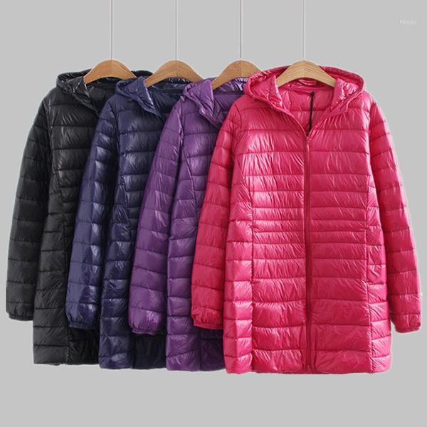 

new autumn winter plus size 3xl-6xl down coat women ultra light white duck down jackets hoode windproof female outwears lp0921, Black