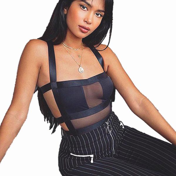 

2021 summer women bodysuit autumn fashion casual hollow out strap playsuit fashion romper mesh short jumpsuit, Black;white