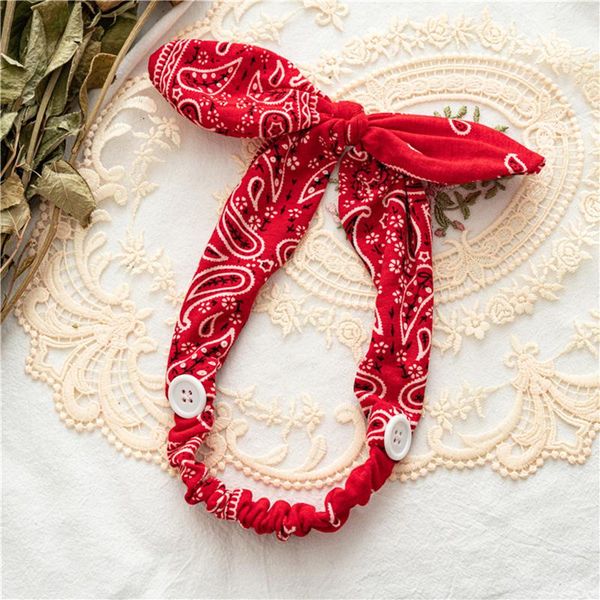 

women rabbit ears headband with button vintage cashew print headband hairband mask holder cross knotted bandage hair accessories q bbyrzo