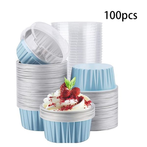 

100pcs 5oz 125ml disposable cake baking cups muffin liners cups with lids aluminum foil cupcake baking cups f wmtmmm