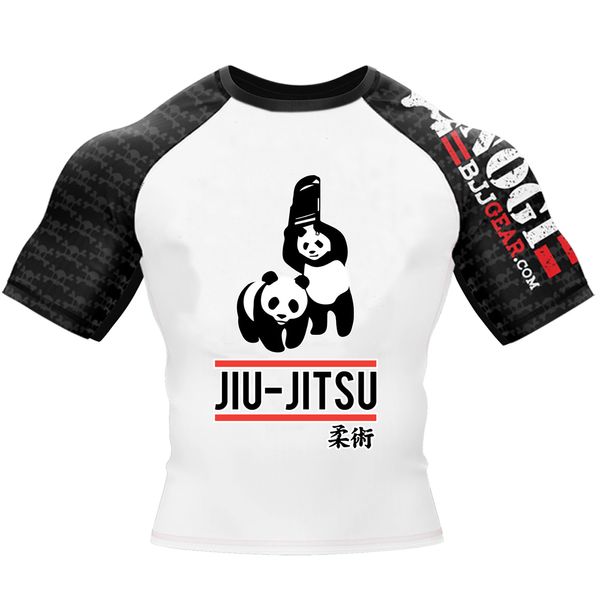 Erkek Erkekler Çok Renkli Tam Baskı Spor Tee Tops 3D Tasarım Hayvanlar Pandas MMA BJJ Muay Thai Hiçbir Gi Giymek LJ200827