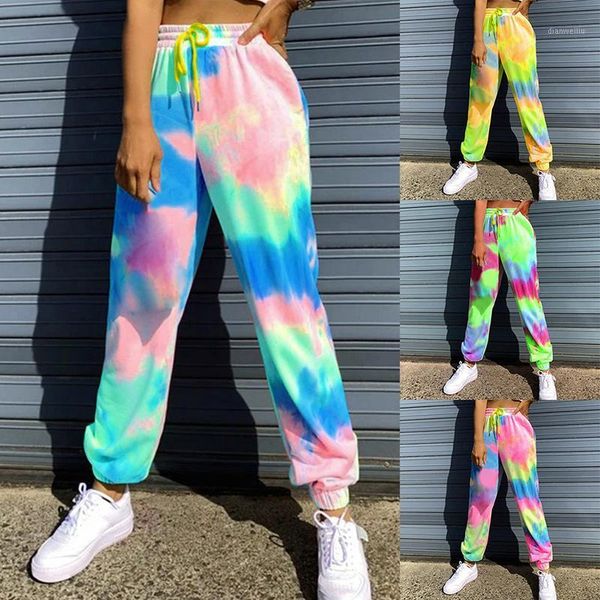

running pants tie dye joggers high waist long baggy women sweatpants loose 2021 autumn winter trousers streetwear1, Black;blue