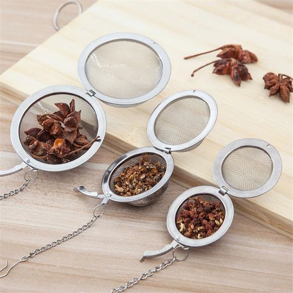 

3 sizes stainless steel tea infuser mesh sphere locking spice ball strainer kitchen soup spice stew filter tool