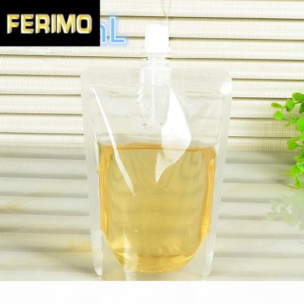 

12*20cm 300ml 100pcs lot jelly liquid milk clear plastic empty spout pack bag drinking juice wine pe poly spout storage pouch