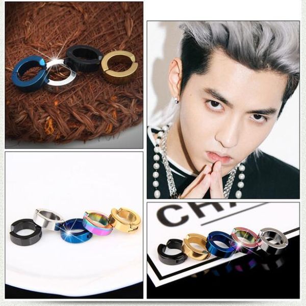 

black punk earrings men's non-allergenic earrings without pierced titanium steel ear clips gd794, Silver