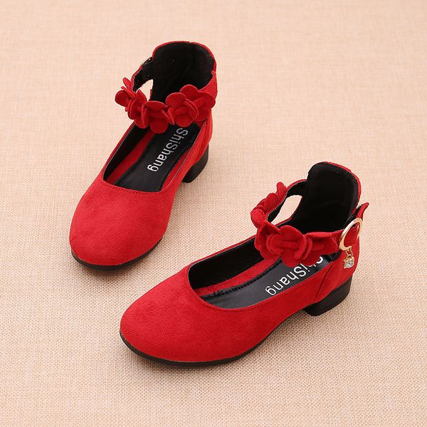 

pink red black big girls leather shoes for kids high heeled girls princess shoes for wedding and party dress shoes girls 3-15t c1002, Black;grey