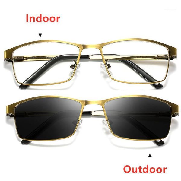 

pchromic reading glasses men progressive multifocal cr-39 resin anti-blue ray presbyopic glasses metal frame gold 1.5 2.51, White;black