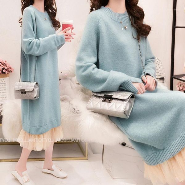

maternity clothes dress autumn and winter new style autumn and winter korean-style loose knit sweater dress1, White