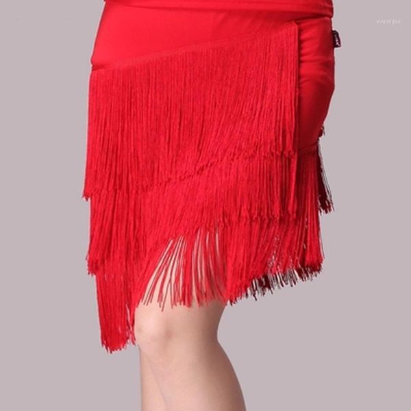 

professional latin dance skirt women red black competition practice ballroom tango skirt tassel fringe latin salsa dance1, Black;red