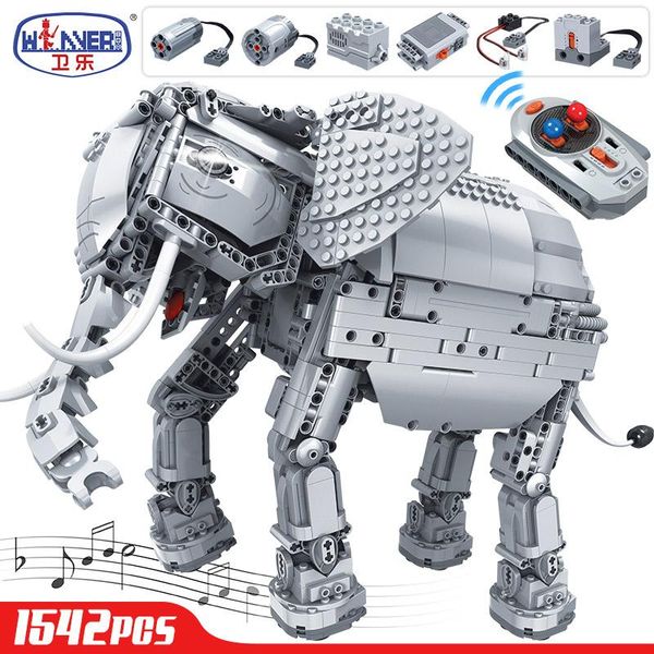 

erbo 1542pcs creative building blocks technic rc remote control elephant animal electric bricks toys for children yxlzxp xhlove