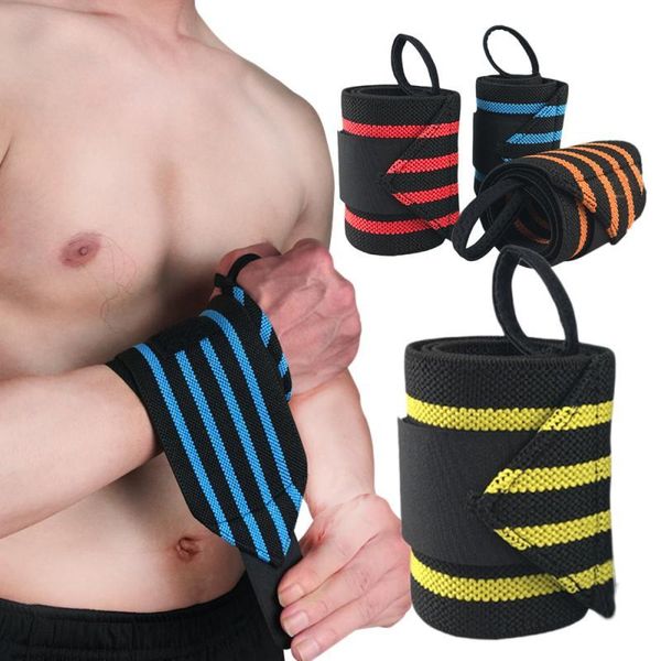 

1pcs elastic bandage hand wristbandsport brace strap power weight lifting hand wrap support gym training bar wristband, Black;red