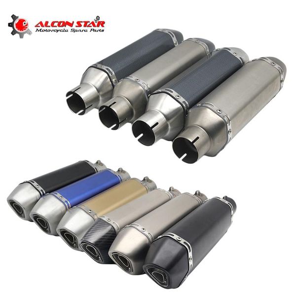 

alconstar 51mm universal motorcycle exhaust escape muffler pipe slip on for cbr125 cb750f nc700s/x yzf-r1 mt07/mt09