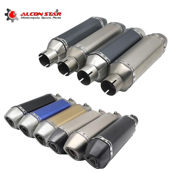 

alconstar 51mm universal motorcycle exhaust escape muffler pipe slip on for cbr125 cb750f nc700s/x yzf-r1 mt07/mt09