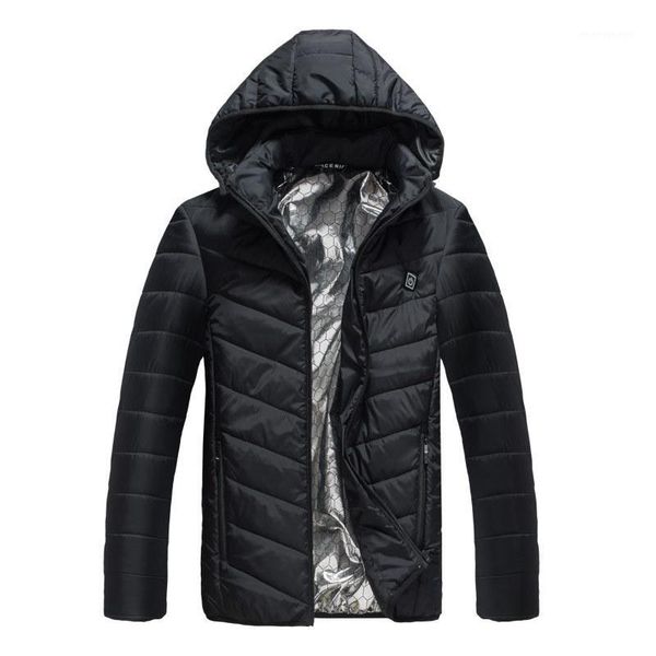 

men's down & parkas constant temperature and electric heating cotton padded clothes for men winter usb charging whole body warm padde1, Black