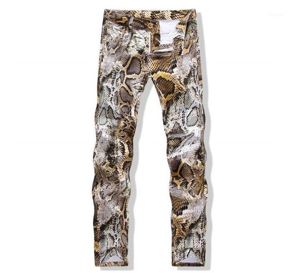 

wholesale-2021 arrival summer snakeskin pattern men's jeans ,men's sknny pencil pants ,nightclubs pants1, Blue