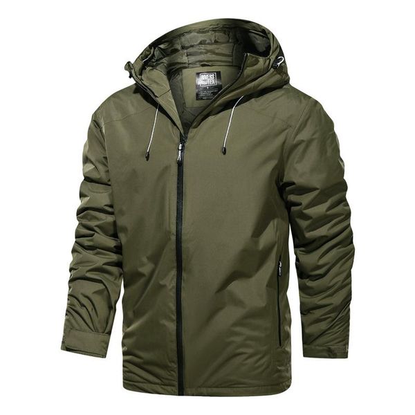 

new windproof waterproof men's coat casual large size solid color hooded winter coat men fashion long mens jackets and coats, Black