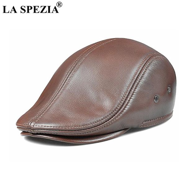 

berets la spezia brown mens beret cowskin leather hats for men british retro autumn winter male brand ivy flat cap, Blue;gray