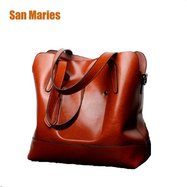 

san maries cow leather handbags bolsos mujer de marca famosa female vintage bag for women shoulder bag large capacity tote bags