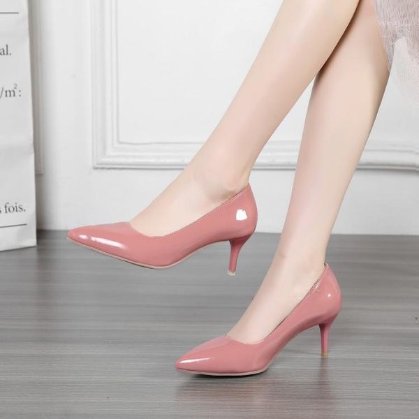 

women's singles shoes high heels spring and autumn pointed work profession fine fashionable wild shoes1, Black