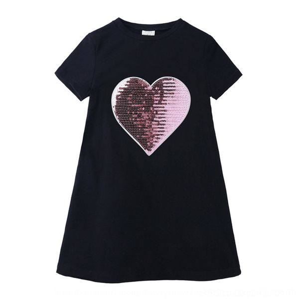 

ksjhg girlssummer корейского мультфильм хлопок юбка girlssolid цвета коротких детских случайных платьев рукава детской одежда jaceb, Black;gray