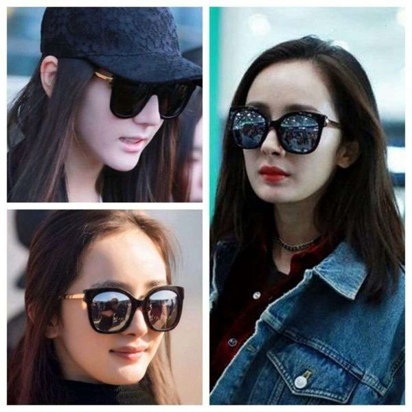 

same yang mi star net red women's glasses round face sunglasses women's 2020 new fashion korean big face sunglasses, White;black