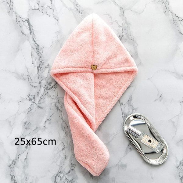 

coral velvet dry hair towel quick drying hair cap shower cap super absorbent japanese style bear button bathroom accessories h wmthgl