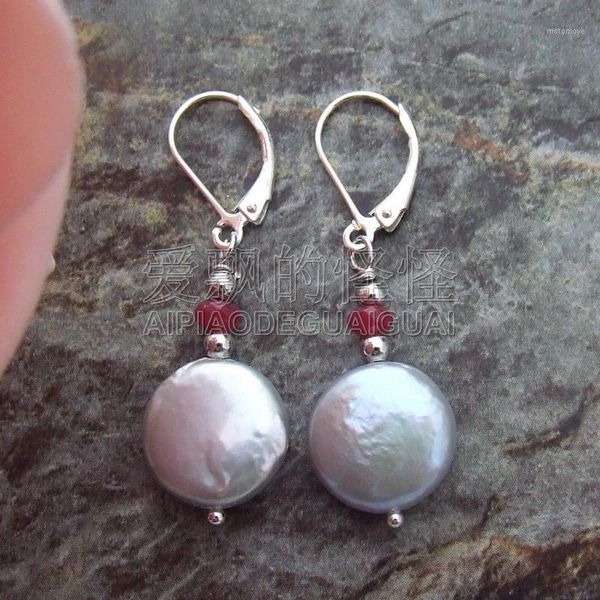 

charm women's coin pearl earrings-925 silver lever back1, Golden